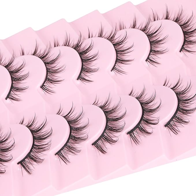 Kiromiro Anime Lashes False Eyelashes Natural Look Wispy Lashes Manga Fake Eyelashes with Spikes Fairy Strip Eyelashes Pack Gyaru Style, 7 Pairs