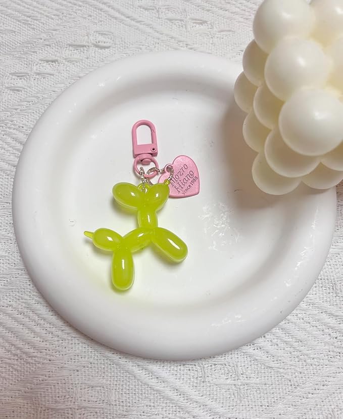 LAEKOU Jelly Balloon Dog Design Keychain for Women, Cute Girls Key Chain, Bag Charms Accessories for Car Purse Backpack
