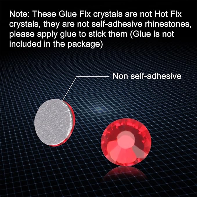 Jollin Glue Fix Flatback Rhinestones Glass Diamantes Gems for Nail Art Crafts Decorations Clothes Shoes 7.2mm (ss34 288pcs, Siam)