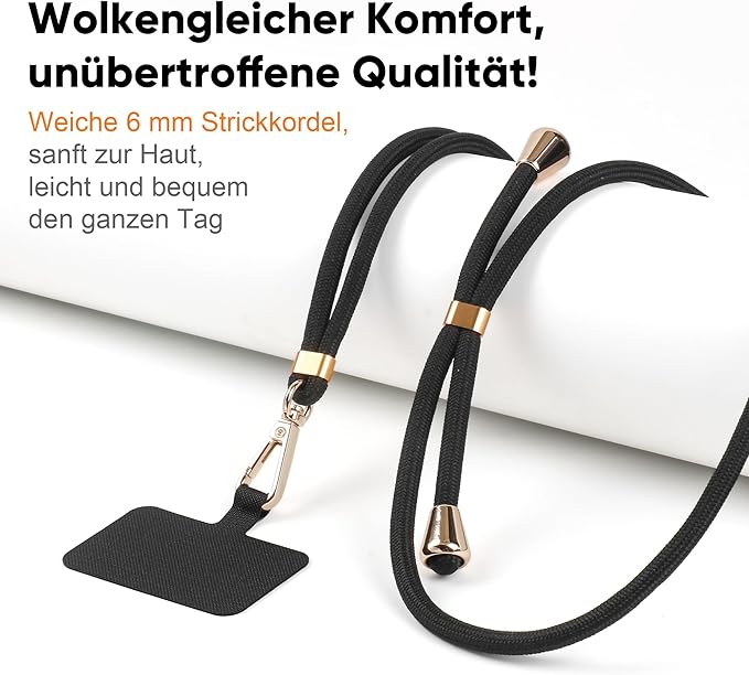 Phone Lanyard Universal Crossbody Cell Phone Strap Anti-Theft Adjustable Neck Lanyard for iPhone 17 Pro Max 2pcs Phone Patchs Tether Pads Apricot Tint