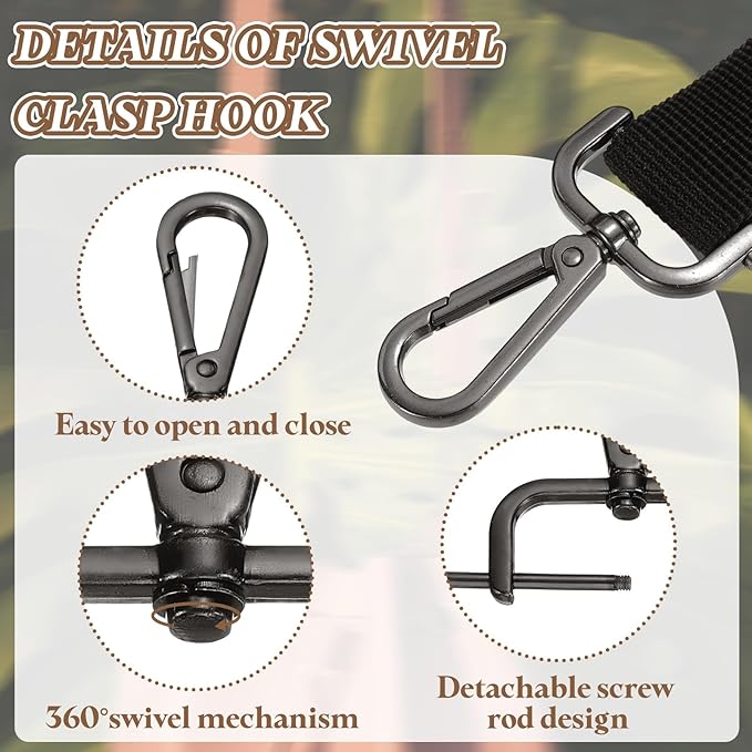PATIKIL 1.5 Inch Swivel Clasp Hooks, 2 Pcs Detachable Snap Hook Swivel Lobster Claw Clasps with Screw Bar for Bag Strap Purse Lanyard DIY Craft Hardware, Black