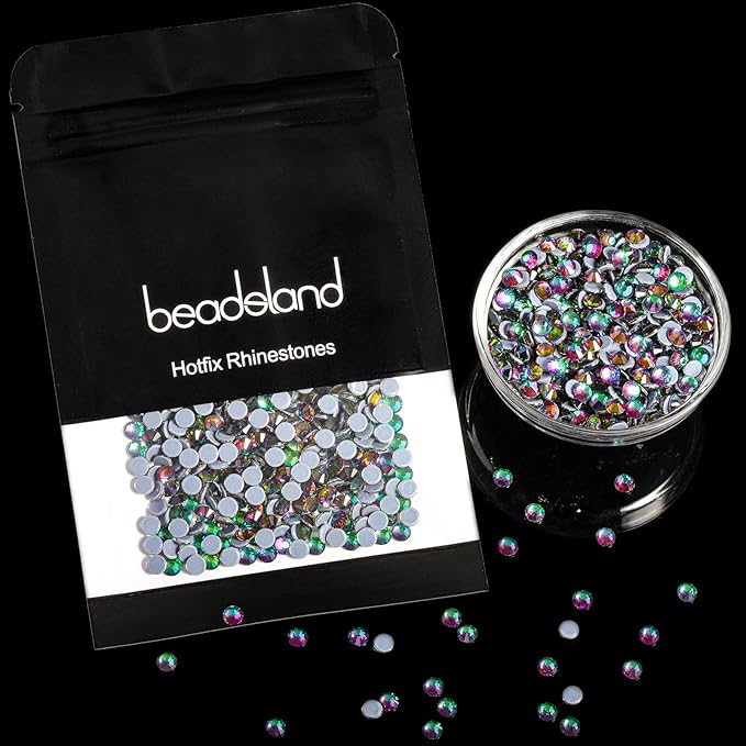 BEADSLAND Hotfix Rhinestones, Flatback Crystal Rhinestones for Crafts Clothes DIY Decorations, Green Volcano, SS8/2880pcs, 2.3-2.5mm