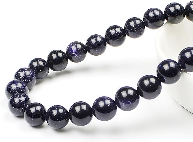 MJDCB Natural Stone Beads Blue Sand Stone Round Loose Beads for Jewelry Making DIY Bracelet Necklace (10mm)