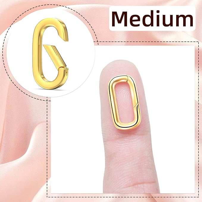 10Pcs Oval Clasp Carabiner Necklace Clasps and Closures, Spring Ring Clasp Pearl Necklace Enhancer Connector for Jewelry Bracelet Making