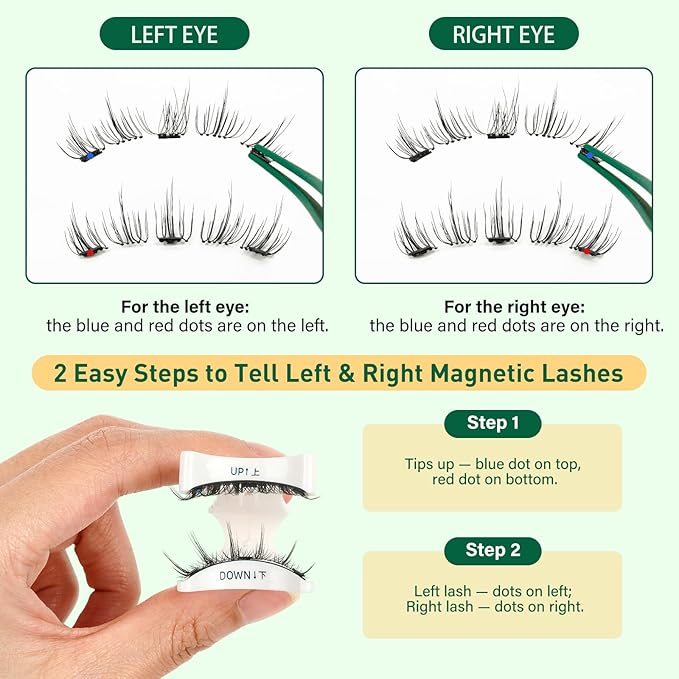KEYYOU Reusable Magnetic Eyelashes 2 Pair with Applicator No Glue Needed 3D Natural Magnetic Lashes, Easy to Apply & Long Lasting for Daily Use & Events(A01+A03)