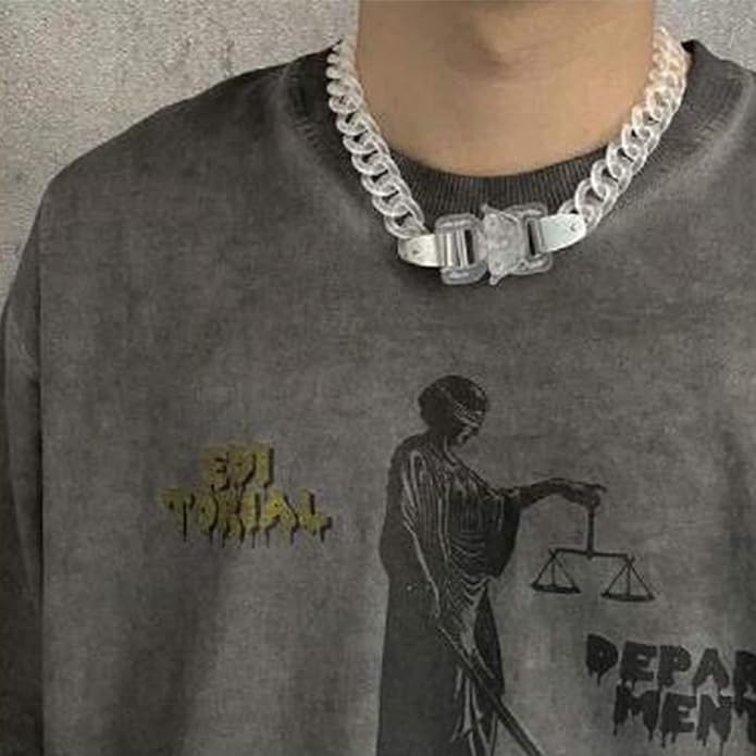 YERTTER Gothic Hip Hop Grunge Statement Transparent Acrylic Chunky Chain Buckle Neck Collar Jewelry Choker Bracelet for Men and Women