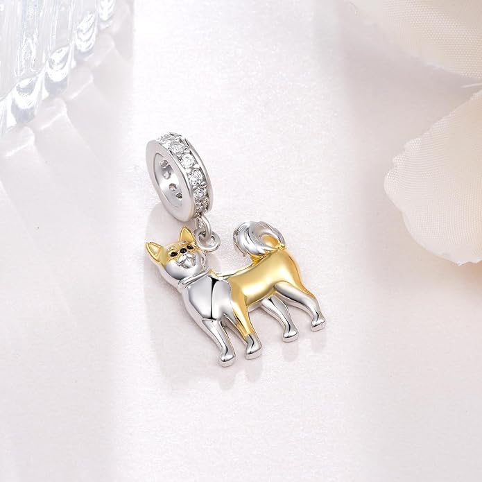 Shiba Inu Charm 925 Sterling Silver Cute Dog Charms for Bracelets Pendant Necklace Cute Shiba Inu Gifts for Women