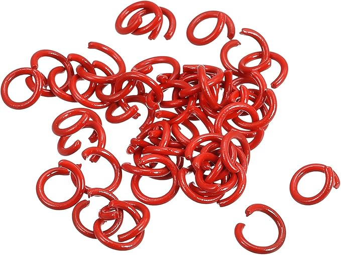 uxcell Open Jump Rings, 10mm Colorful O-Ring Connectors for DIY Crafts Jewelry Making, Carbon Steel, Red, 100Pcs