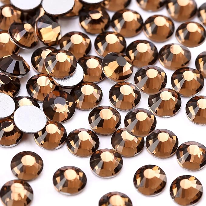 Glue Fix Crystal Flatback Rhinestones Glass Diamantes Gems for Crafting Nail Art Crafts Decorations Clothes Shoes 4.8mm (ss20 1440pcs, Smoked Topaz)