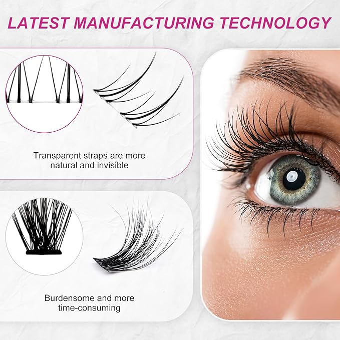 Lash Clusters Bottom Lashes DIY Lash Extensions 144pcs Individual Lashes Black Cluster Lashes Faux Mink Cluster Eyelash Extensions Manga Soft Lightweight Eyelash Extension Kit (Bottom-JX10)