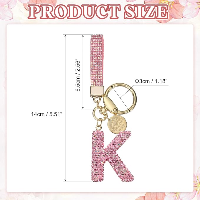 PATIKIL Initial Letter Keychain, Cute Sparkly Rhinestone Key Chain Alphabet Charm for Car Keys Handbags Purse