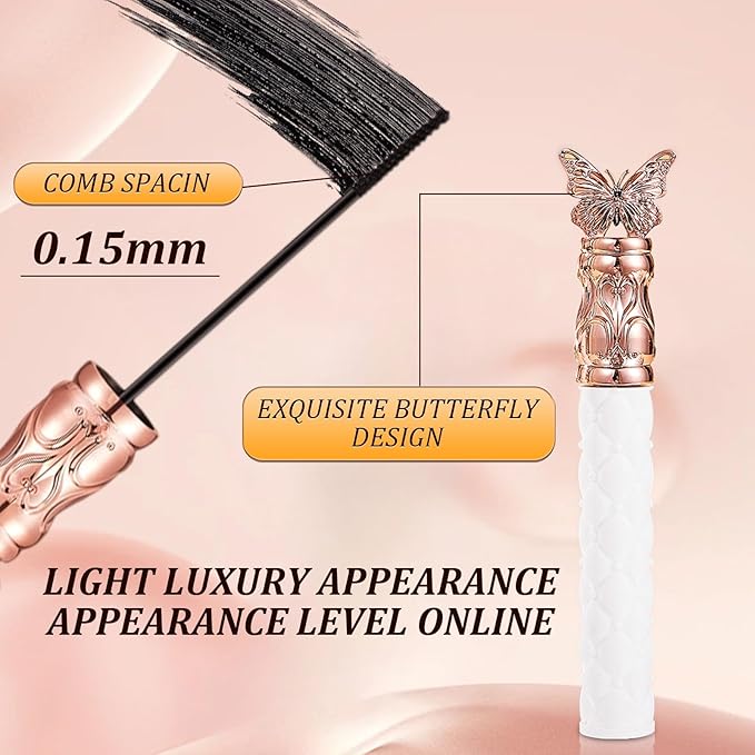 Filterseed Mascara - Fine Brush Black Mascara, Waterproof, Smudge-Proof, Clump-Proof, For Tiny and Lower Eyelashes (2PCS)
