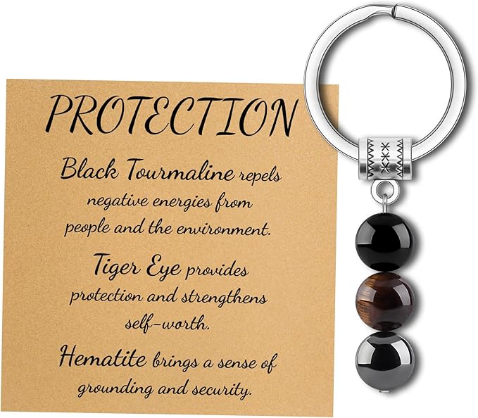 Dabihu Healing Spiritual Crystal Keychain Stress Relief Anxiety Calming Jewelry Protection Keychain for Women Men Inspirational Graduation Birthday Present Encouragement Gifts for Friends Coworker