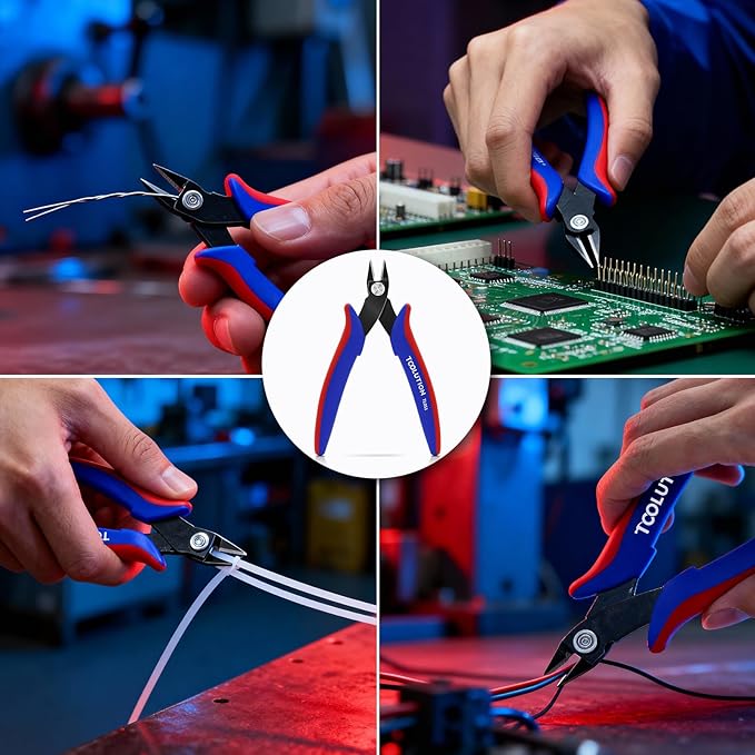 5 Pack Flush Wire Cutters - Small Diagonal Cut Pliers Side Cutter Snips Bulk - Micro Clippers for Zip Tie Plastic Model 3D Printer - Mini Nippers for Crafting Electrical Jewelry Making