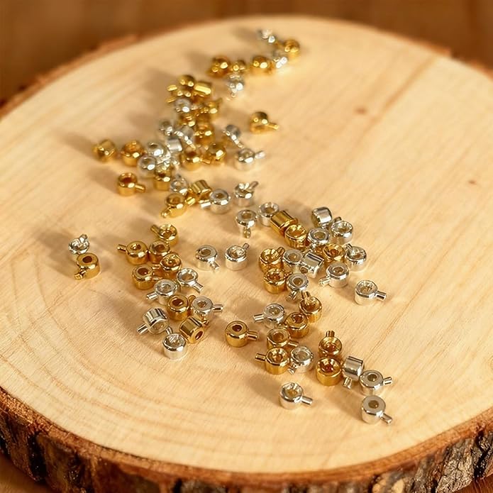 80 Pcs Gold Silver Crimp Beads For Jewelry Making - Round Spacer Beads With Stopper Function - Metal Crimp Bead Covers For Bracelet Necklace DIY Accessories