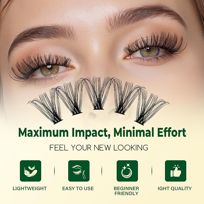 KEYYOU DIY Lash Extension Kit 300pcs Soft Lash Clusters 60D C Curl Easy to Apply with Lash Bond and Seal Lash Applicator Lash Remover Eyelash Extension Kit at Home(RMkit-60D-C-9-18mix)