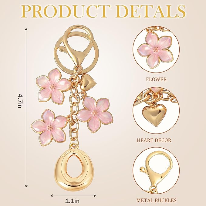 Snycler Bubble Initial Keychain Graceful Flower for bags car remote–A-Z Letter Charms for Women