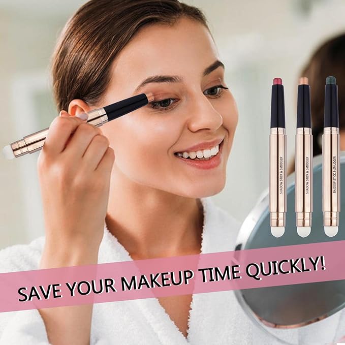 Orange Copper Eyeshadow Stick Makeup Cream Glitter Shimmer Bronze Eyeshadow Pencil Hypoallergenic Waterproof Long Lasting Eye Shadow Highlighter Eye Liner Pen Multi-Dimensional Eyes Look
