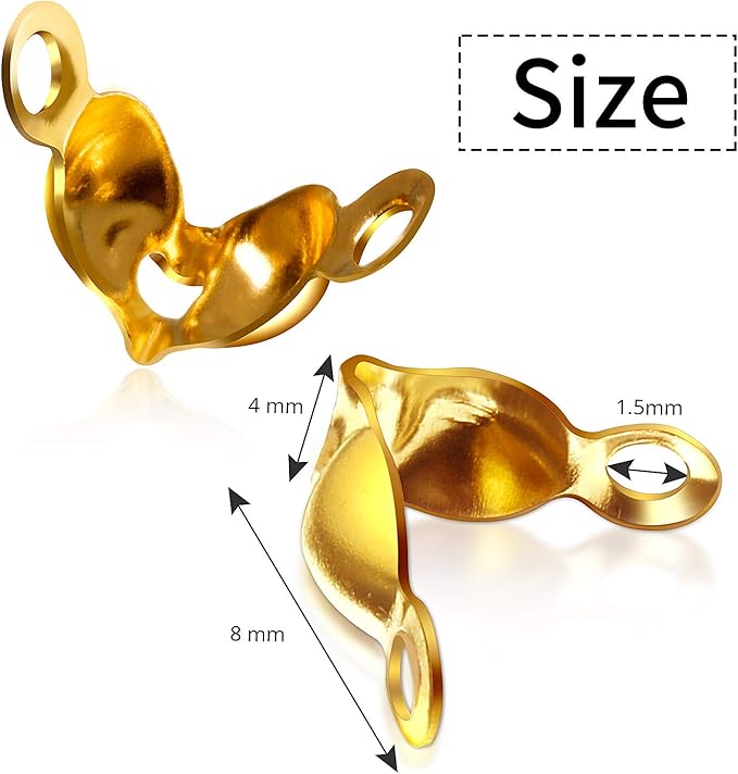 Syhood 1400 Pieces Bead Tips Knot Covers Bulk Clamshell Bead Tips for Jewelry Making Open End Caps Knot Covers for DIY Bracelet Necklaces Earrings Keychains(Multicolor)