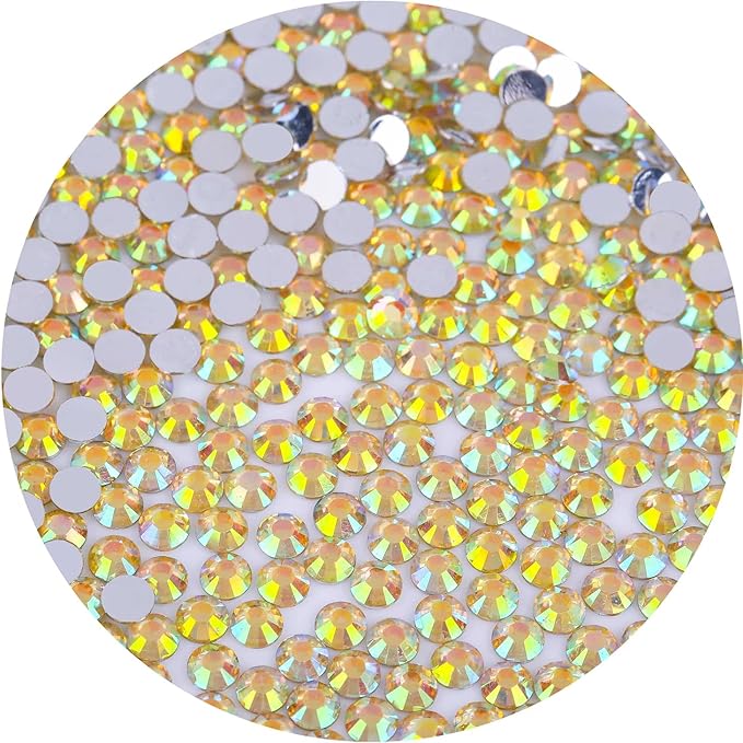 1440 Pcs SS20 5mm Flatback Rhinestones for Nails Art Crafts Glitter Round Gems AB Crystals DIY Clothes Shoes （Crystal Yellow AB）