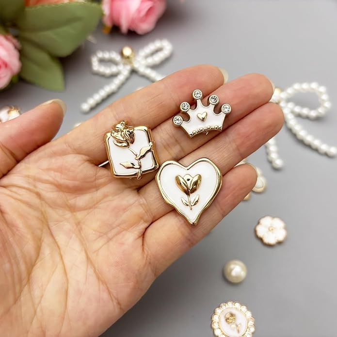24Pcs Bling Pearl Bow Shoe Charms for Clog Sandals Women, Bear, Flower, Pearl Accessories, DIY Shoe Decoration Charms for Girls