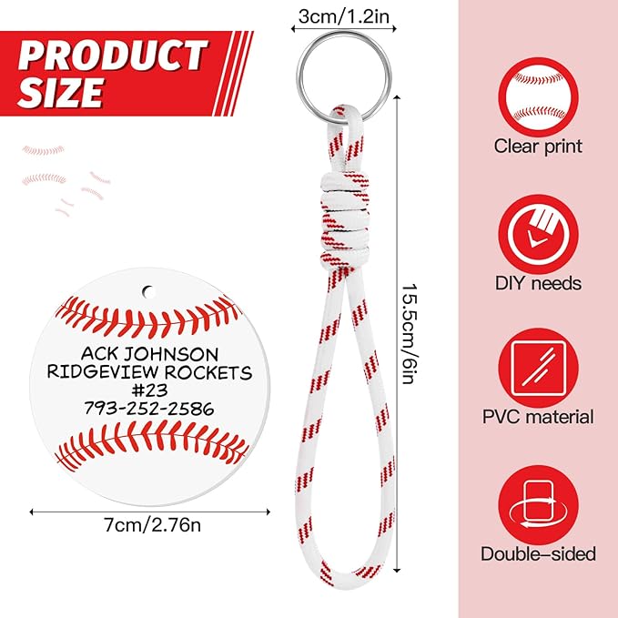 Eyourlife 6Pcs Braiding lanyard keychain With 2.75 in Name Id and DIY Pocket Hug Card For boys Sports enthusiast Team Gift