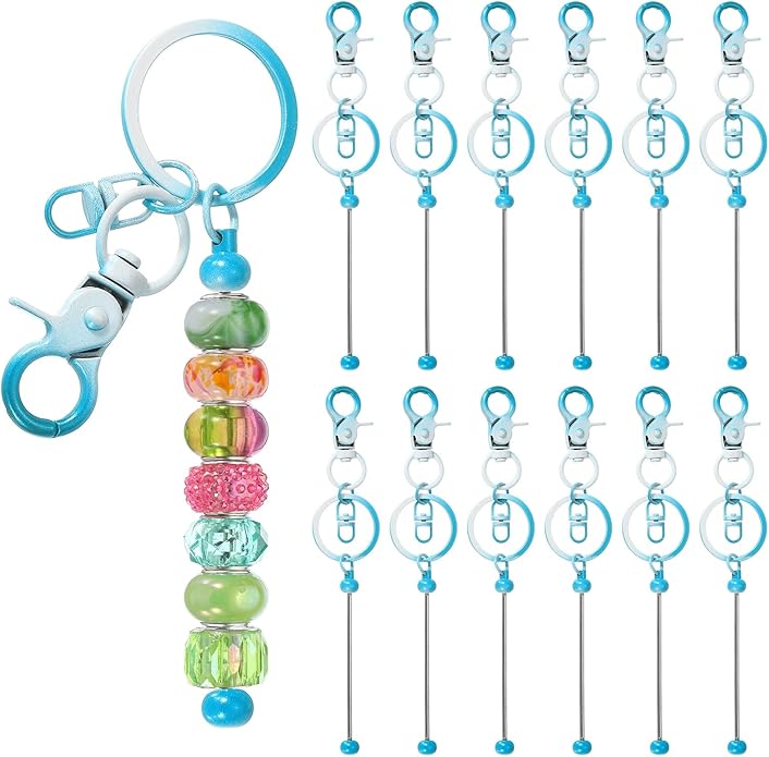 uxcell Beadable Keychain, Keychain Making Supplies, Blank Bead Metal Chain Bars for DIY Crafts Jewelry Making Gift