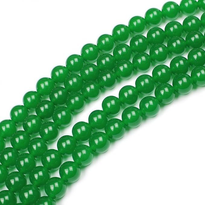 MJDCB Stone Beads Green Jade Round Loose Beads for Jewelry Making DIY Bracelet Necklace (8mm)