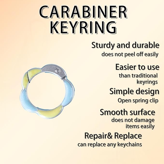 12Pcs Colorful Cute Carabiners Keychain Clip,Sunflower Shape Clip Aluminum Hook Accessories Snap Link Key Chain Ring Hook