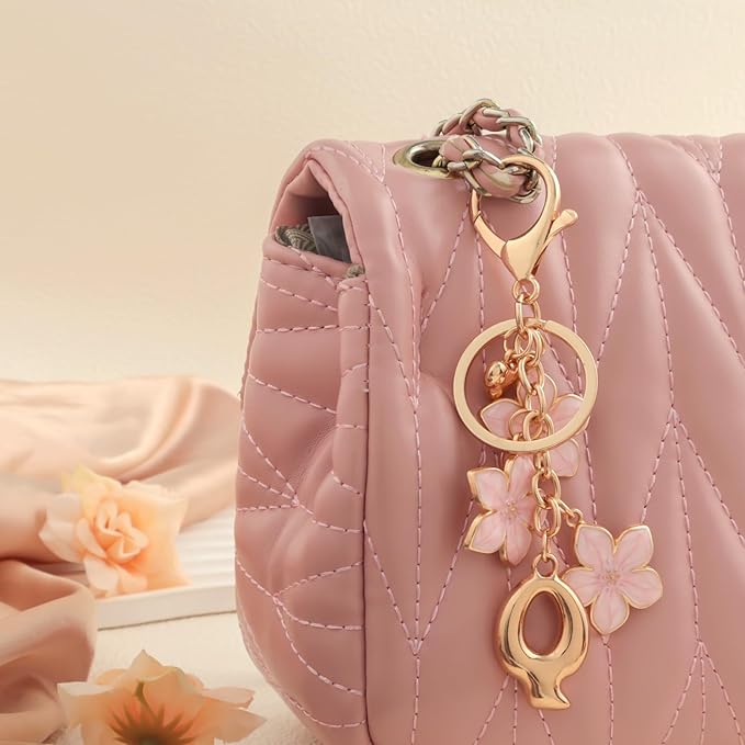 Snycler Bubble Initial Keychain Graceful Flower for bags car remote–A-Z Letter Charms for Women