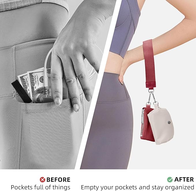 MEXS Keychain Wallet Mini Zip Around Wristlet Wallets for Women Detachable Dual Pouch Wristlet Portable Coin Purse Small Wallets