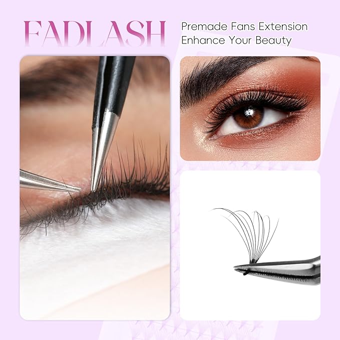 FADLASH Premade Lash Fans D Curl Premade Fans Eyelash Extensions 10D 0.07 Volume Lash Fans Premade Handmade Premade Lash Extensions Fans (10D-0.07-D, SCH)