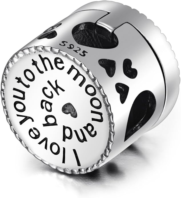 LONAGO 925 Sterling Silver Personalized Photo Charm Fit Compatible for Bracelet Necklace Customized Heart Round Shape Picture Bead