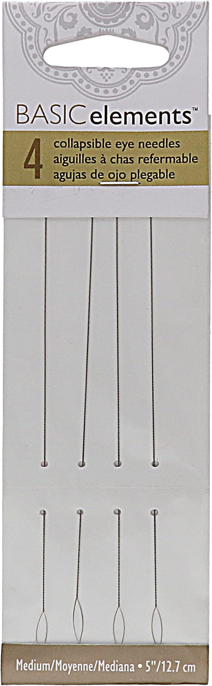 The Beadsmith Basic Elements Collapsible Eye Needles – 5 Inch Long – Flexible Twisted Wire – Large Eye, Easy to Thread – 4 Medium Needles