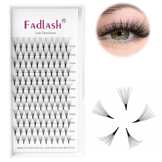 Premade Fans Eyelash Extensions 10D Lash Extensions Premade Fans 0.05 0.07 Thickness Pre Fanned Volume Lash Extensions C D Curl by FADLASH (10D-0.07-D, Mix 8-14mm)