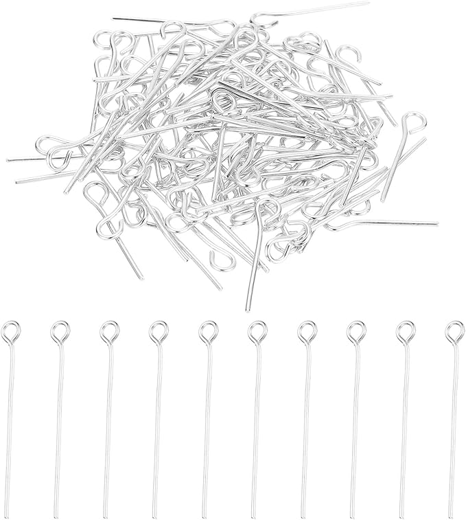 PATIKIL 16mm Open Eye Pins, 150Pcs 23 Gauge Metal Head Pins Needles Eye Pins for Jewelry Making Findings Earring Necklace Bracelet DIY Crafts, Silver Tone
