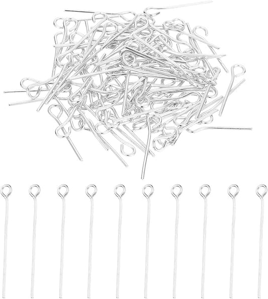 PATIKIL 16mm Open Eye Pins, 150Pcs 23 Gauge Metal Head Pins Needles Eye Pins for Jewelry Making Findings Earring Necklace Bracelet DIY Crafts, Silver Tone