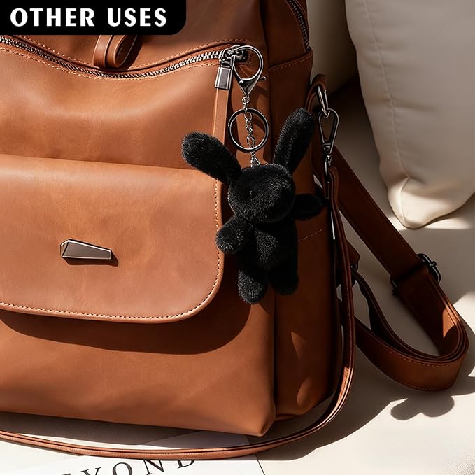 Bunny Keychain Plush 3.5'Inch Bag Charms Cute Stuff Mini Backpack Purse Charms Rabbit Key Chains Women Cute Girls Gift