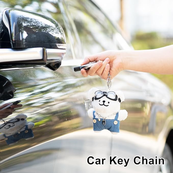 YOU WIZV Cute Dog Plush Keychain for Women - Kawaii Stuffed Animal Charm for Purse, Backpack & Bag Accessories