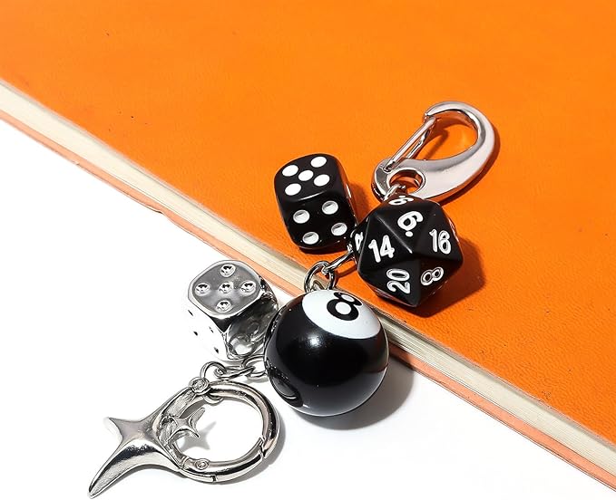 Joyline Y2K Aesthetic 8 Ball Dice Charm Keychain for Women & Men Cute Bag Purse Handbag Accessories