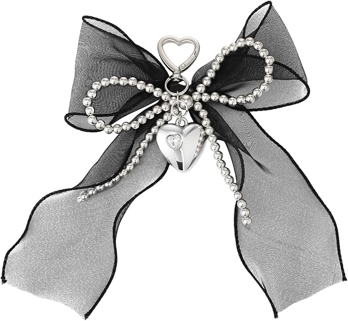 Pearl Bow Keychain Cute Y2k Lace Bowknot Keychain Coquette Aesthetic Accessories Bag Purse Handbag Backpack Charm