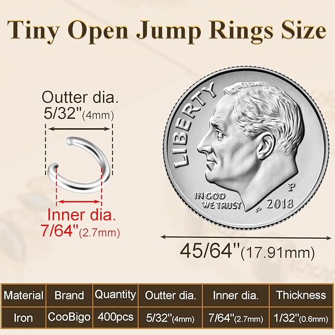 400pcs 5/32" Silver Tiny Jump Rings for Jewelry Making Replacement, Open Jump Ring Metal Jewelry Findings for Bracelets Necklaces Earrings Keychains Connectors Loops Repair Hardware