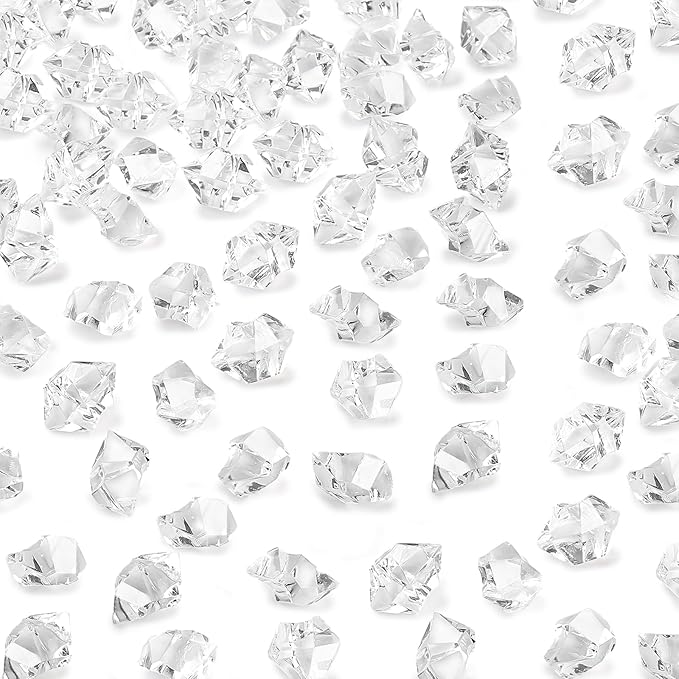 DomeStar 550PCS Fake Ice, Vase Fillers, Acrylic Clear Rocks Fake Diamonds Clear Gems Crystals for Fish Tank Table Scatter Decoration