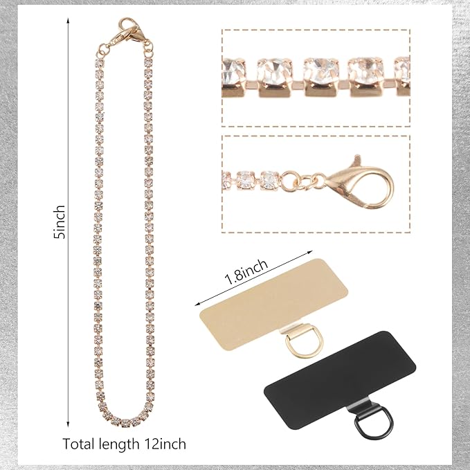Bememo Phone Chain Wrist Strap Metal Phone Lanyard Wristlet Strap with 2 Tether Tabs Spacers Gifts for Xmas Traveling Walking