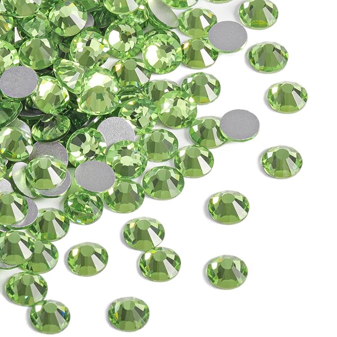 Beadsland Flat Back Crystal Rhinestones Round Gems for Nail Art and Craft Glue Fix, Light Green, 10mm, SS50/144pcs