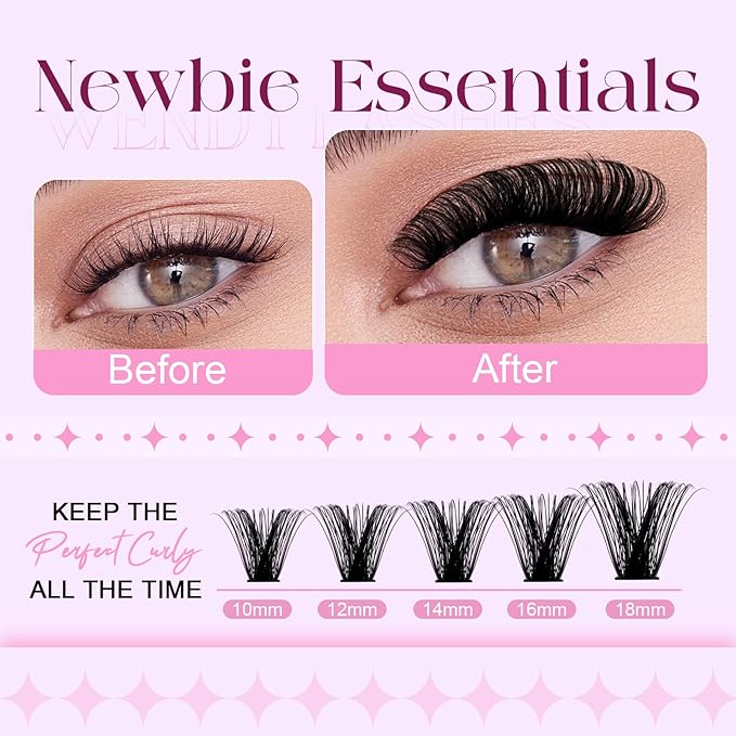 Lash Clusters DIY Individual Lashes 10-18mm D Curl Fluffy Eyelashes Extension 100P+200P Wispy False Eyelashes Volume Thick Eyelash Extension（28-100P+200P-07-D-1018）