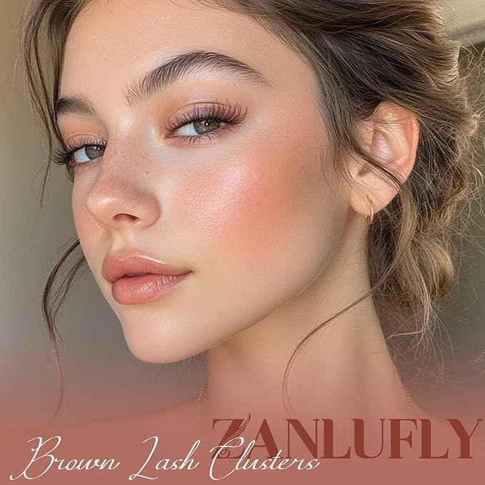 Brown Lash Clusters Natural Dark Brown Eyelash Clusters Invisible Band Brown Lash Extension C Curly DIY Cluster Lashes Wispy Individual Eyelash Extension by zanlufly