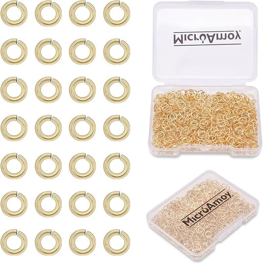 1000pcs 14k Gold Filled Jump Rings,Non Tarnish Gold Open Jump Rings for Necklace Bracelet Earrings DIY Jewelry Making Supplies (0.7x4mm, Gold)