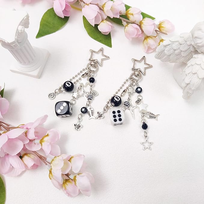 Y2K Aesthetic Keychains for Women Cute Flowers Star Cake Jellyfish Keychins Charms Kawaii Bag Purse Decor