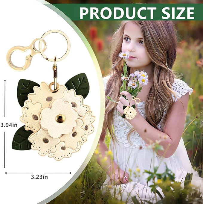 Leather Keychain Holder Case Compatible with AirTag,Cute Protective Apple Air Tag Cover with Keychain Ring,Anti-Scratch Finder GPS Tracker Case for Wallet Keys,bag,pets(Figure 3)